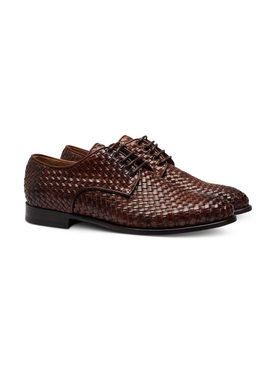 Manner Paul Kehl Schnurschuhe | Derby Aus Geflochtenem Leder Braun