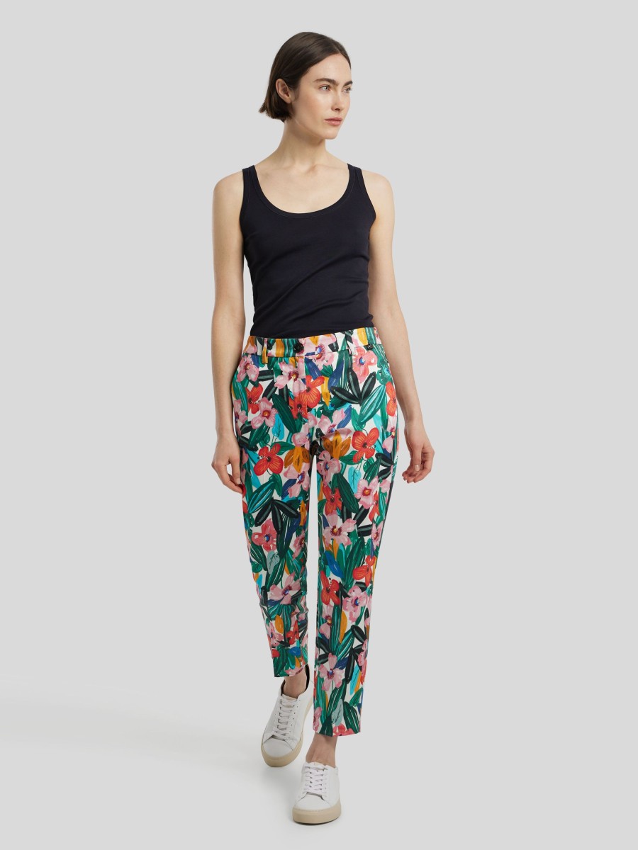 Frauen Marc Cain Hosen Hosen | Chinos Mit Blumenprint Franca Multicolor