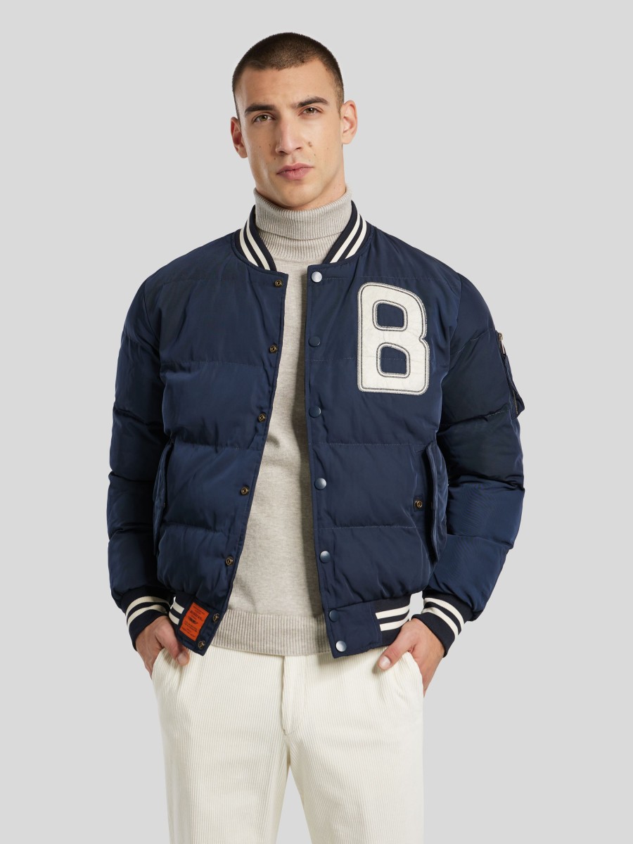 Manner BOMBERS Jacken | Bomberjacke Im College-Look Marine