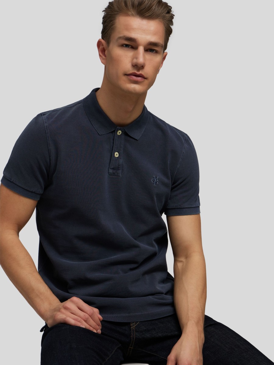 Manner Marc O Polo-Shirts | Polo-Shirt Im Washed-Look Marine