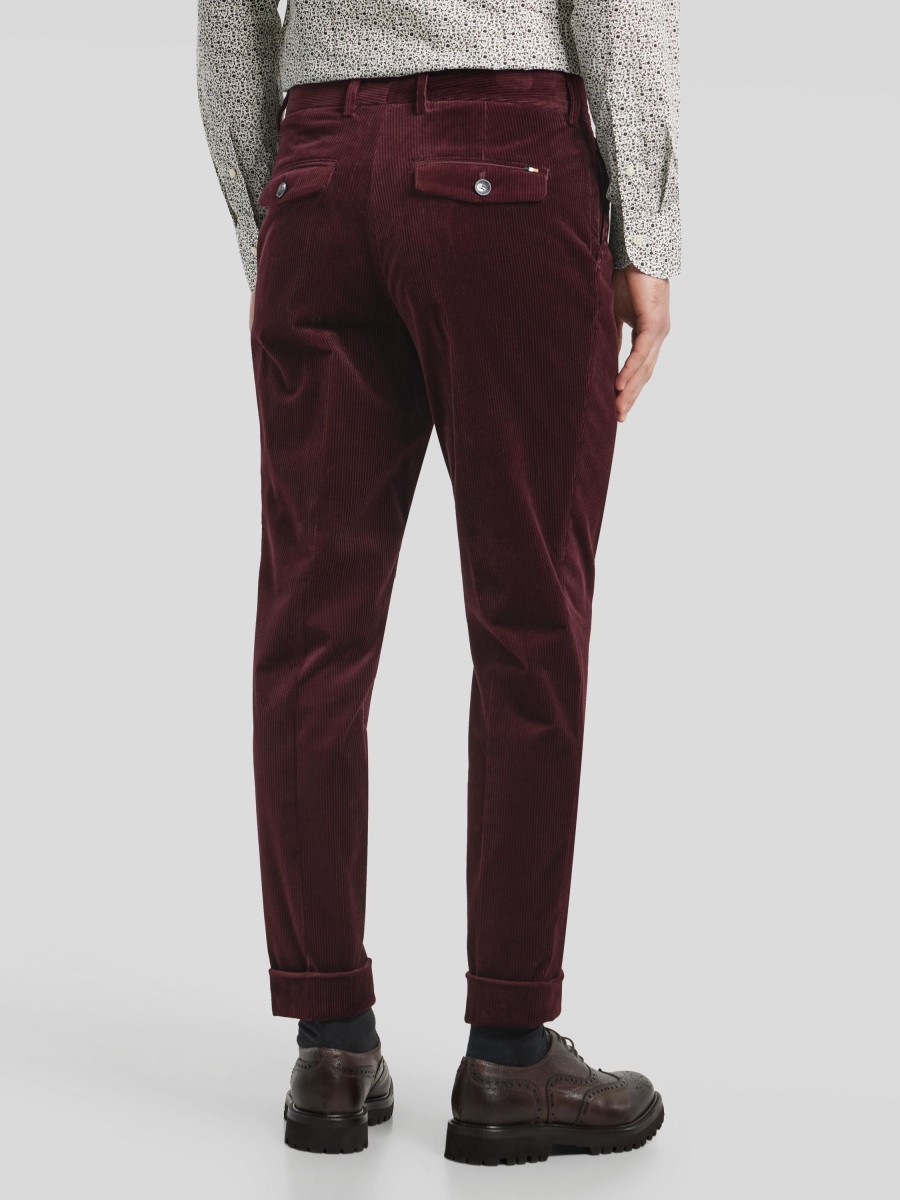 Manner BOSS Men Hosen | Hose Aus Cord Im Relaxed Fit Bordeaux