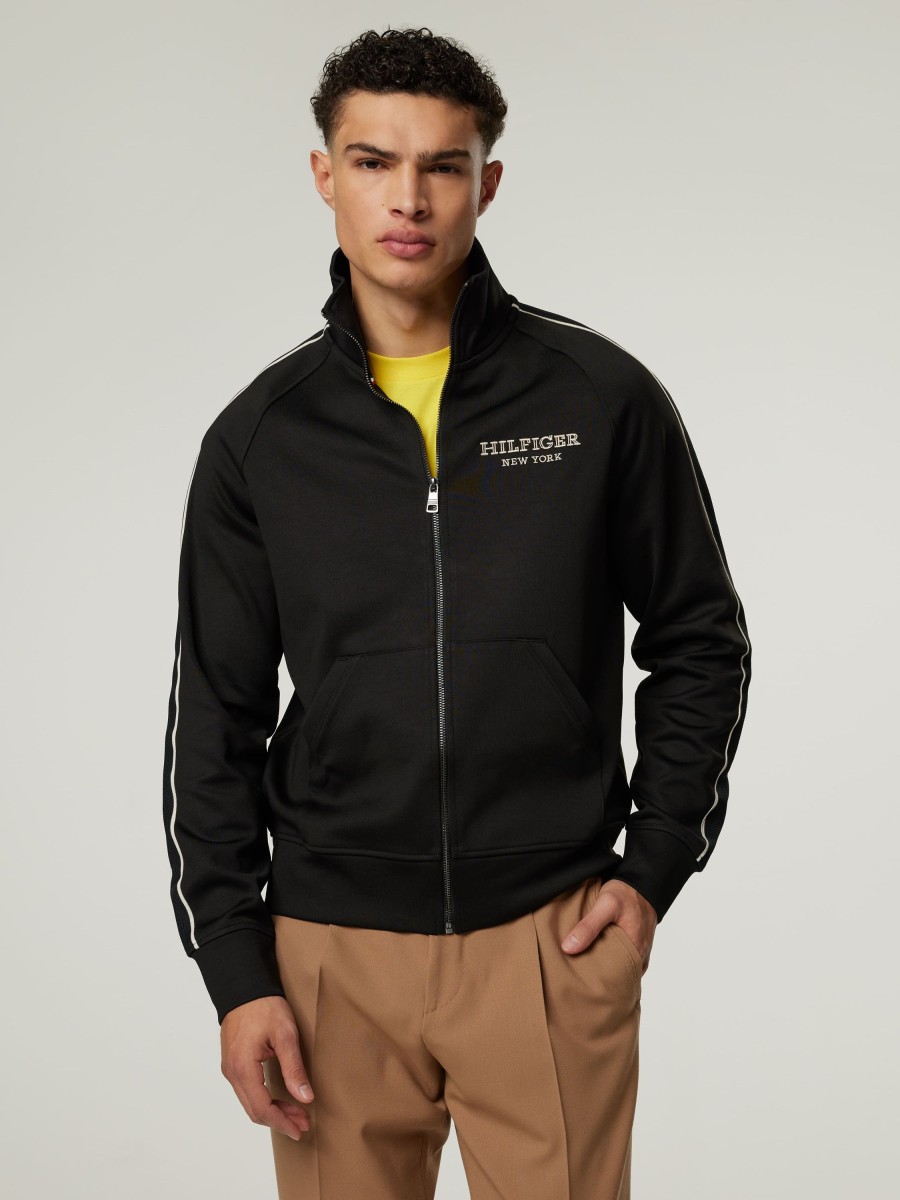 Manner Tommy Hilfiger Hoodies & Sweatshirts | Sportliche Sweatjacke Schwarz