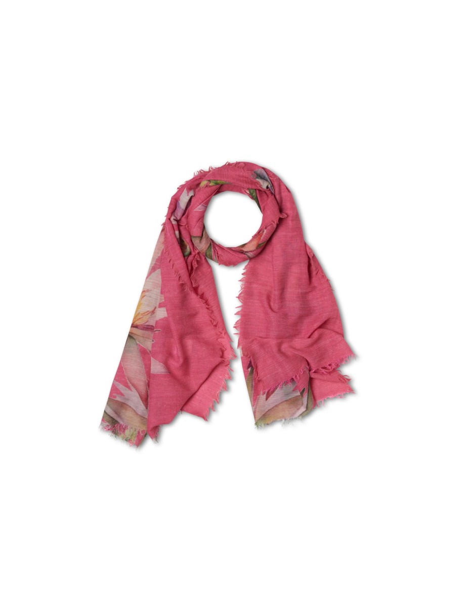 Frauen Velvet Saint Fields Schals & Tucher | Schal Mit Lilien-Print Fuchsia