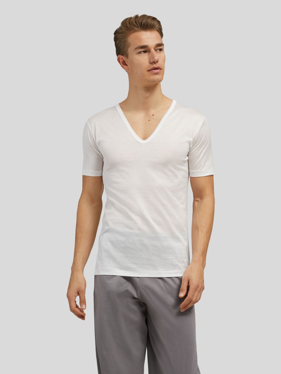 Manner Zimmerli Wasche & Loungewear | T-Shirt Royal Classic Weiss