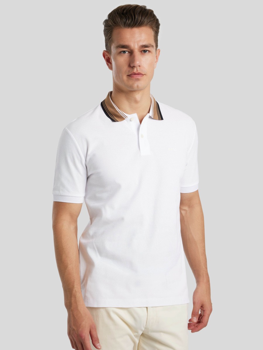 Manner BOSS Men Polo-Shirts | Polo-Shirt Im Slim Fit Weiss