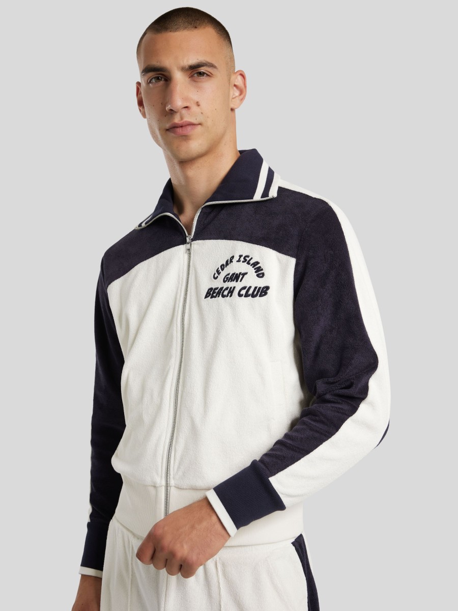 Manner Gant Hoodies & Sweatshirts | Sweatjacke Aus Frottee Ecru