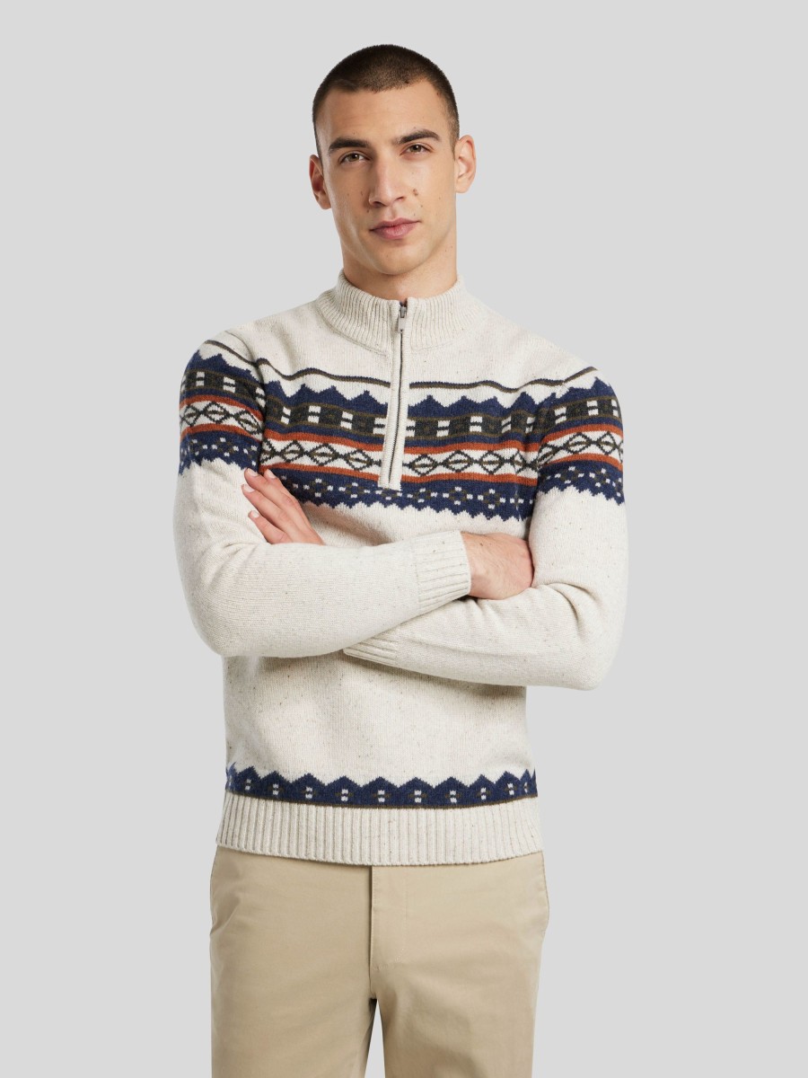 Manner Paul Kehl Pullover & Strickjacken | Troyer Mit Muster Beige