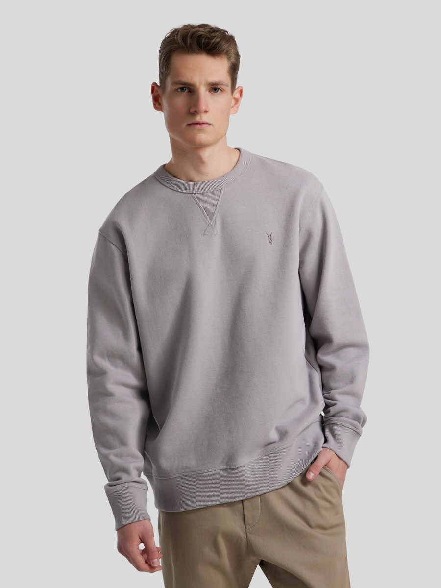 Manner AllSaints Hoodies & Sweatshirts | Sweatshirt Mit Logo Grau