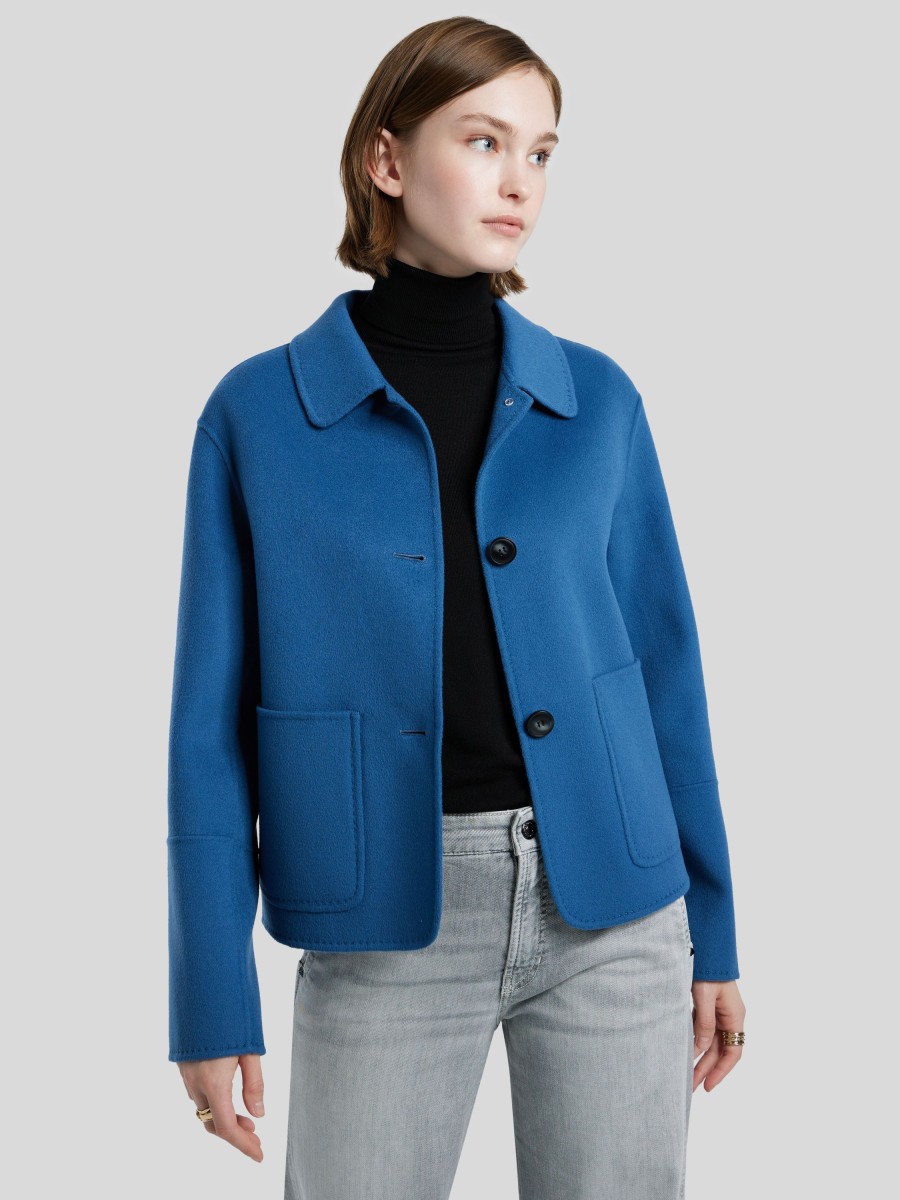 Frauen Leonardo Jacken | Leichte Wolljacke Mittelblau