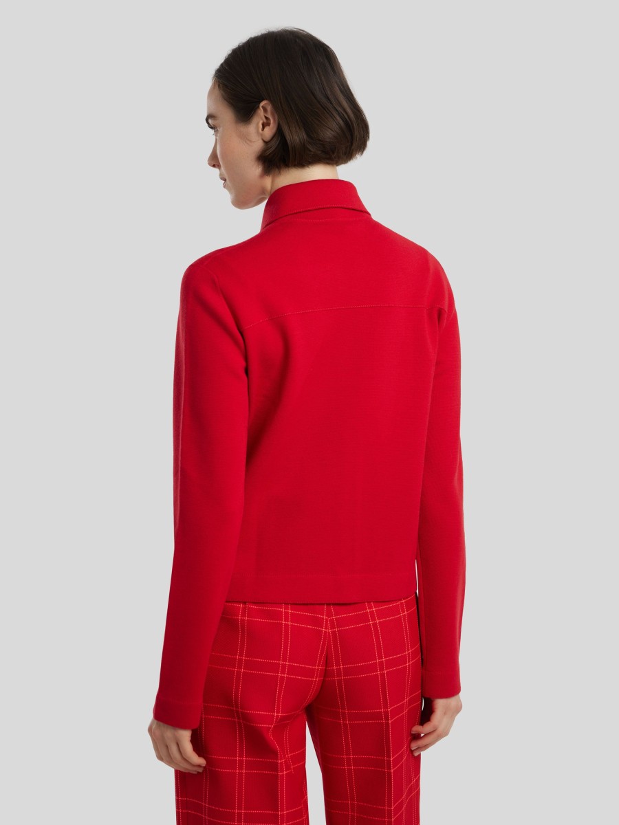 Frauen Akris Punto Pullover & Strick | Strickjacke Aus Schurwolle Rot