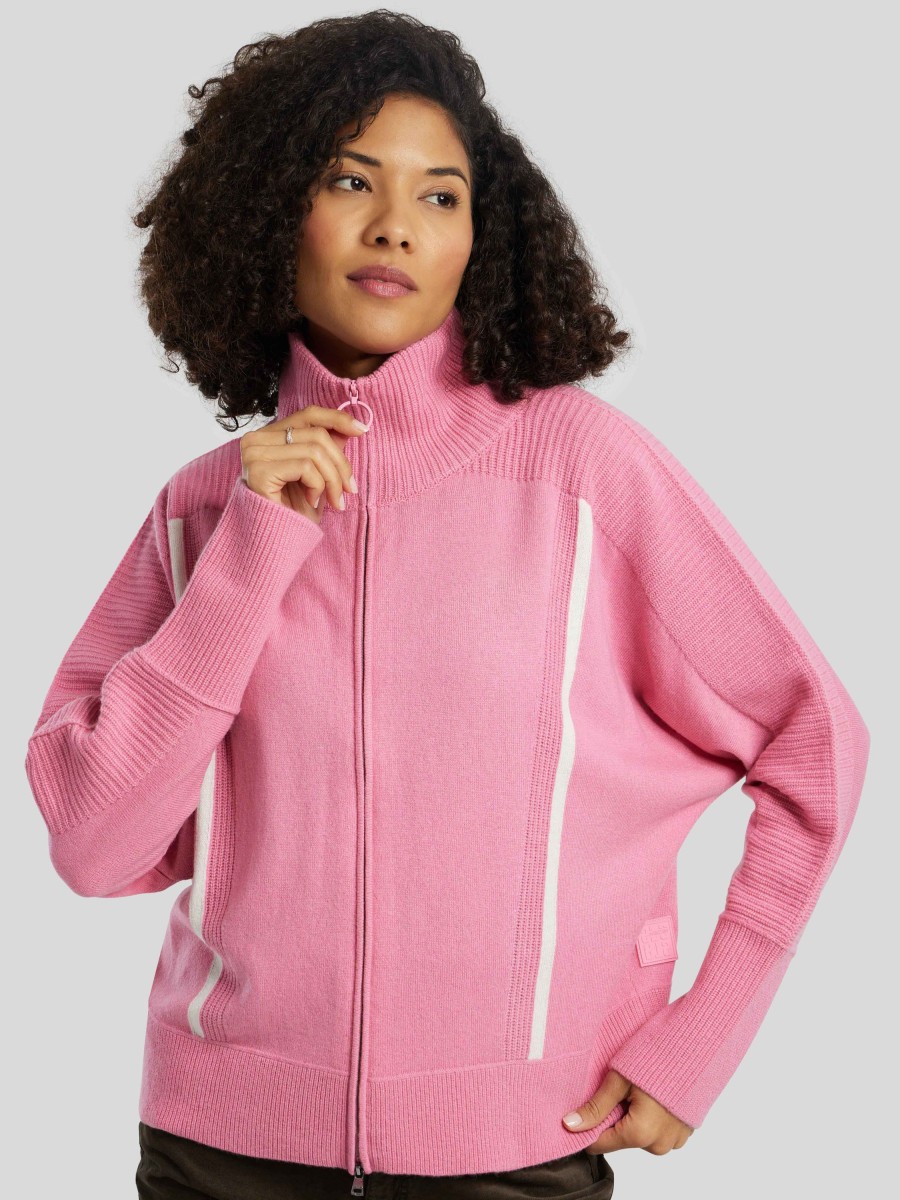 Frauen Marc Cain Pullover & Strick | Strickjacke Mit Reissverschluss Pink