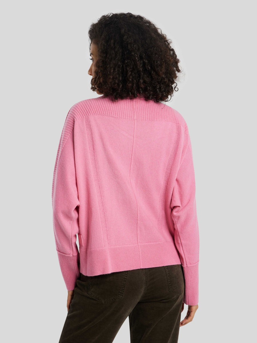 Frauen Marc Cain Pullover & Strick | Strickjacke Mit Reissverschluss Pink