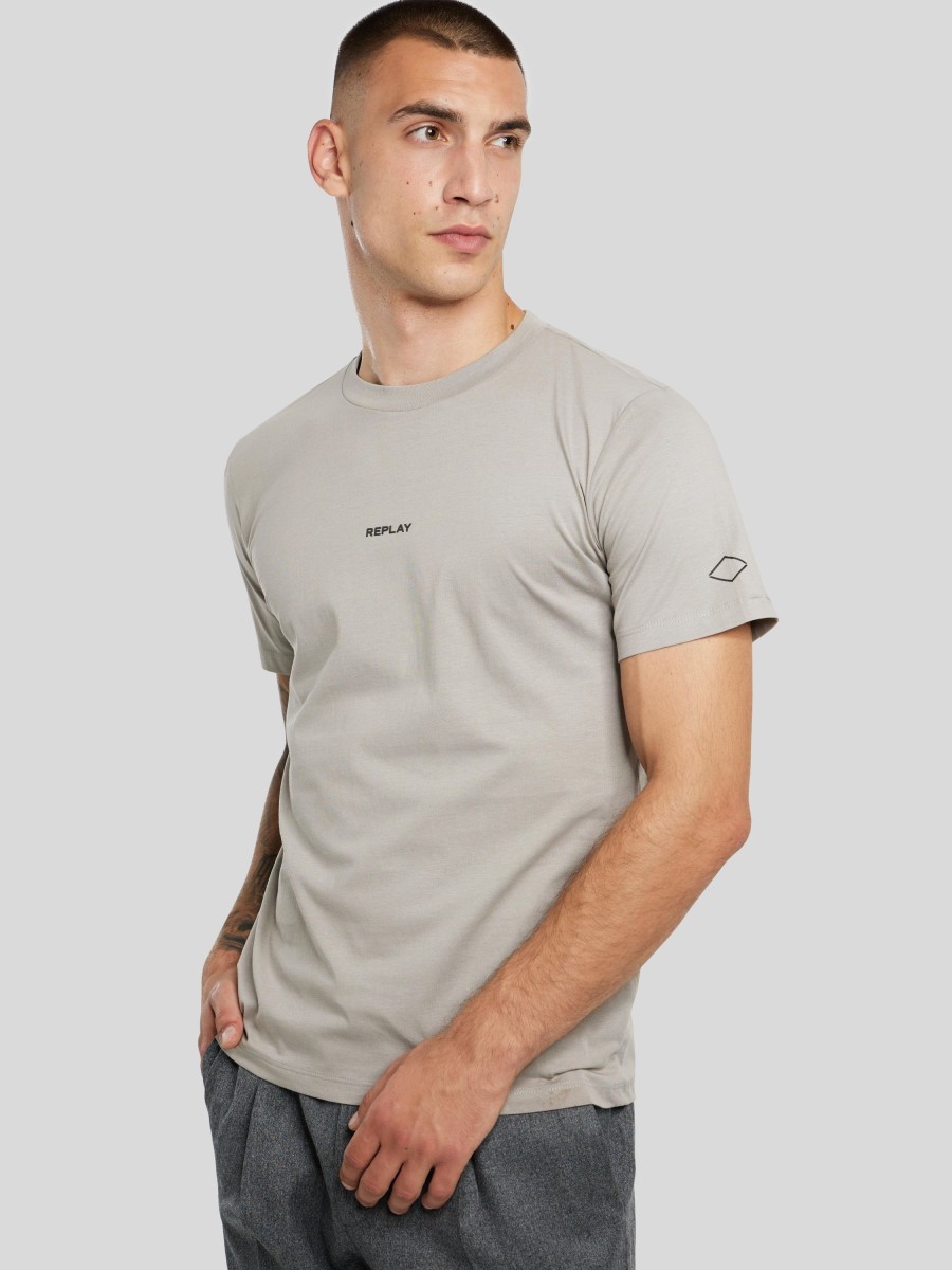 Manner Replay T-Shirts & Shirts | T-Shirt Mit Logo Grau