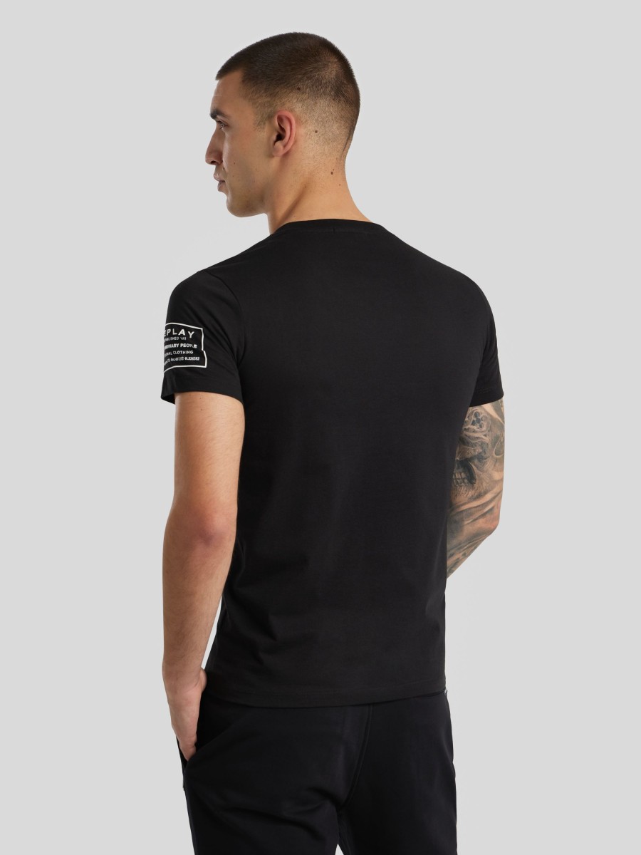 Manner Replay T-Shirts & Shirts | T-Shirt Mit Logo Schwarz