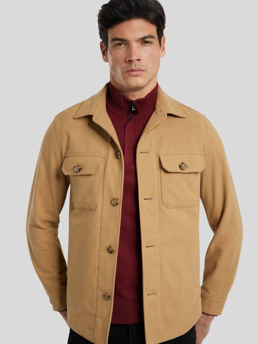 Manner BOSS Men Jacken | Overshirt Im Relaxed Fit Beige