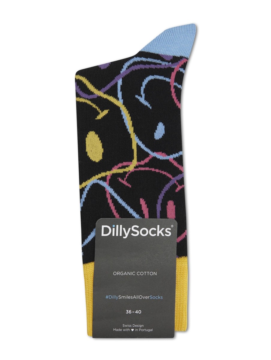 Frauen Dilly Socks Wasche & Loungewear | Socken Smiles All Over Schwarz