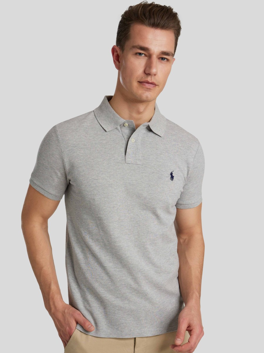 Manner Polo Ralph Lauren Men Polo-Shirts | Polo-Shirt Im Custom Slim Fit Grau