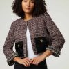 Frauen Pinko Blazer | Kurze Tweedjacke Hunter Giacca Bordeaux