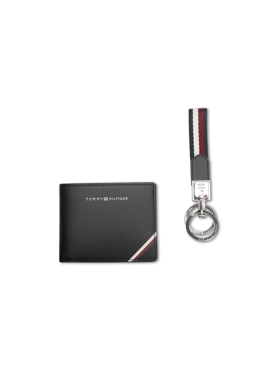 Manner Tommy Hilfiger Taschen & Portemonnaies | Set Mit Portemonnaie & Anhanger Schwarz