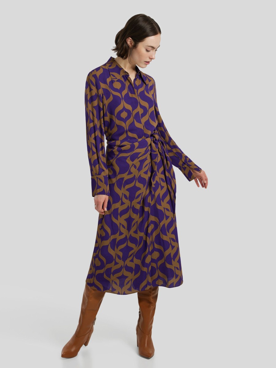 Frauen Luisa Cerano Kleider | Kleid Mit Tapisserie-Print Dunkelviol