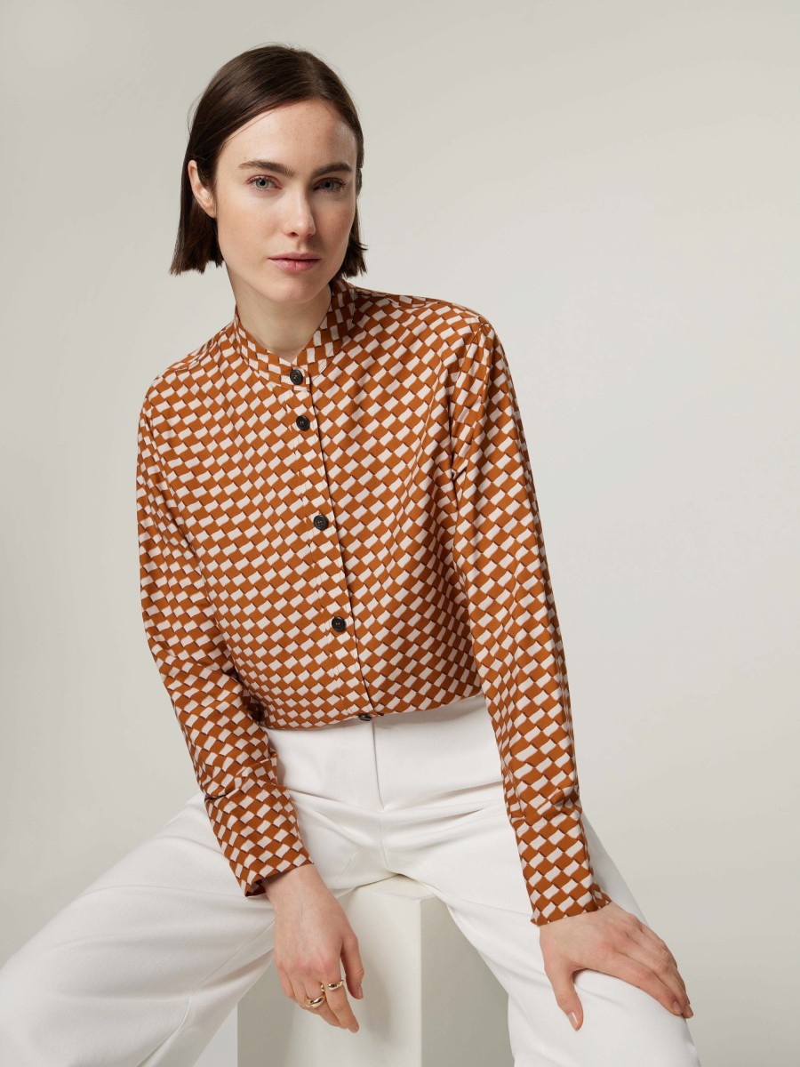 Frauen windsor. Blusen & Tuniken | Bluse Mit Print Cognac