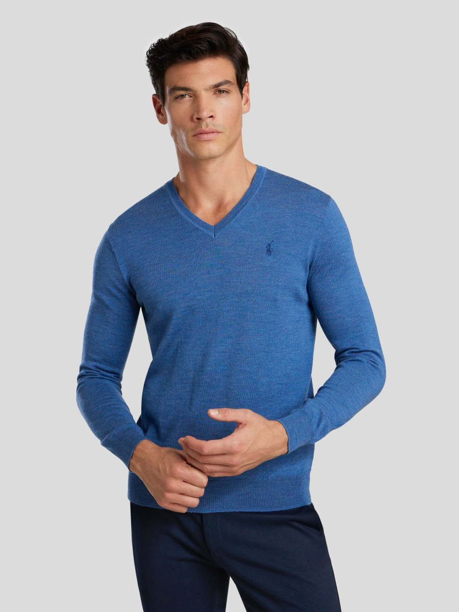 Manner Polo Ralph Lauren Men Pullover & Strickjacken | Pullover Aus Wolle Hellblau