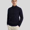 Manner Barbour Pullover & Strickjacken | Troyer Mit Ellenbogen-Patches Marine