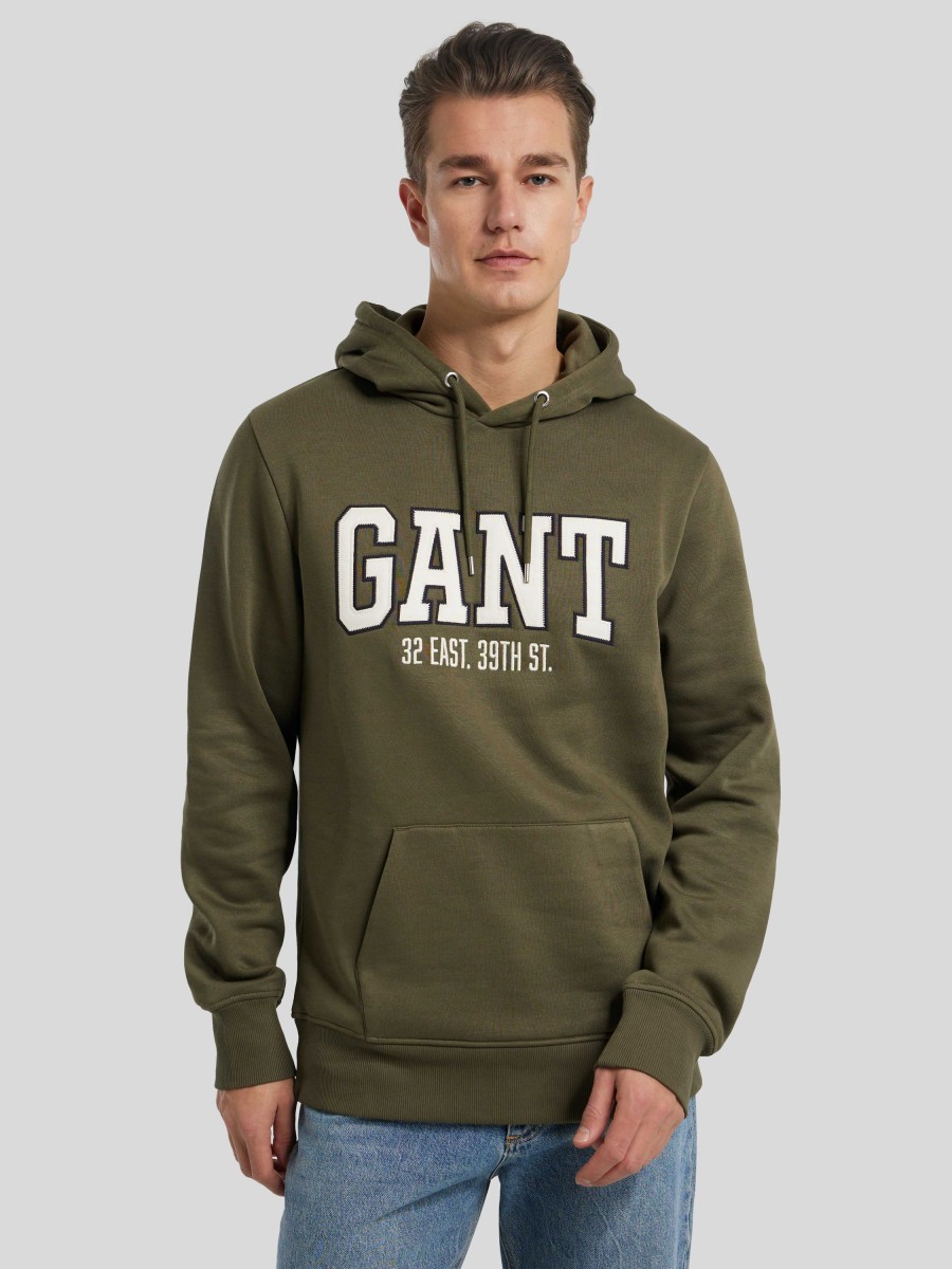 Manner Gant Hoodies & Sweatshirts | Hoddie Mit Logo Oliv