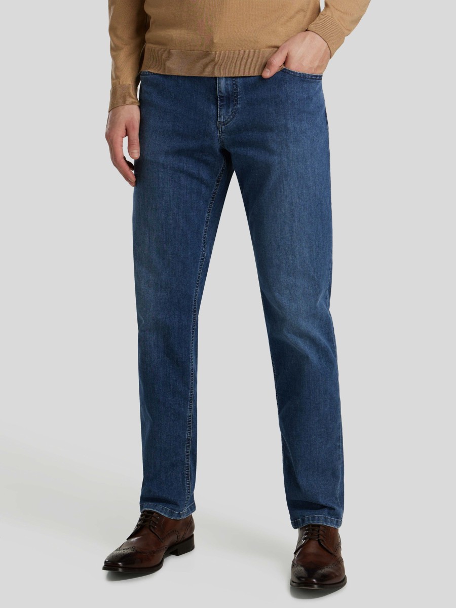 Manner Alberto Jeans | Jeans Im Regular Fit Pipe Mittelblau