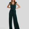 Frauen Vera Mont Overalls & Jumpsuits | Overall Im Satin Look Dunkelgrun