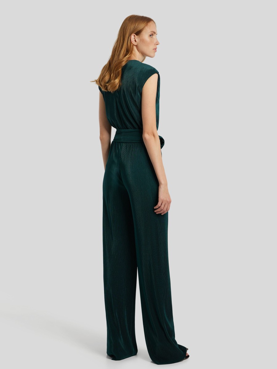 Frauen Vera Mont Overalls & Jumpsuits | Overall Im Satin Look Dunkelgrun