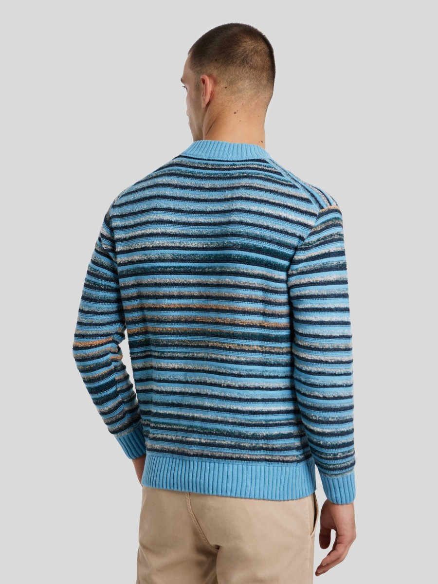 Manner BOSS Casual Pullover & Strickjacken | Pullover Mit Streifen Arluti Hellblau