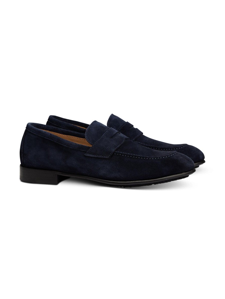 Manner Paul Kehl Loafers & Slippers | Penny Loafer Aus Veloursleder Marine