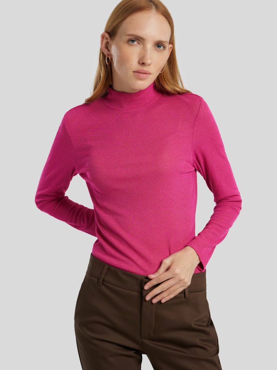 Frauen Rich&Royal T-Shirts & Shirts | Stehkragenpullover Mit Lurex Pink