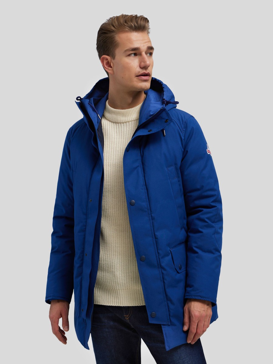 Manner Holubar Mantel | Parka Aus Daunen Mittelblau