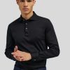 Manner Burger Polo-Shirts | Langarm Polo-Shirt Schwarz