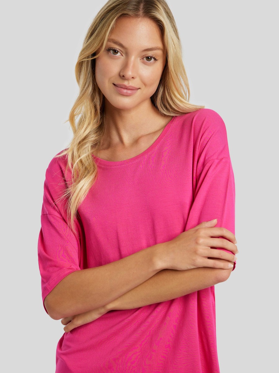 Frauen Juvia Wasche & Loungewear | Shirt Mit 3/4-Armel Pink