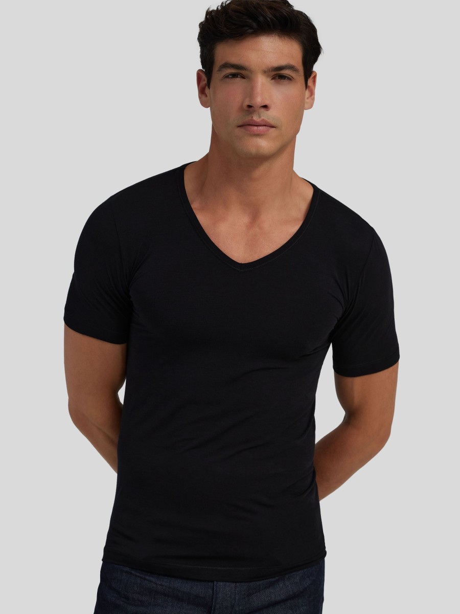 Manner Schiesser Wasche & Loungewear | T-Shirt Im Personal Fit Schwarz