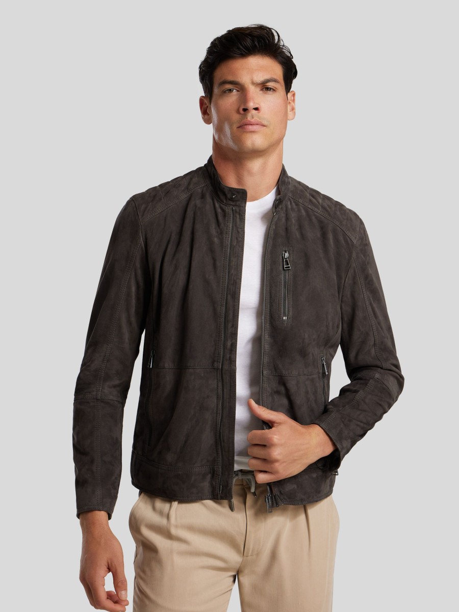 Manner windsor. Jacken | Bikerjacke Aus Leder Anthrazit