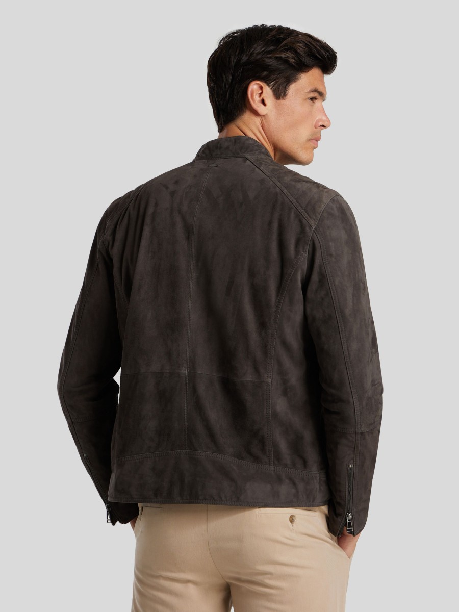 Manner windsor. Jacken | Bikerjacke Aus Leder Anthrazit