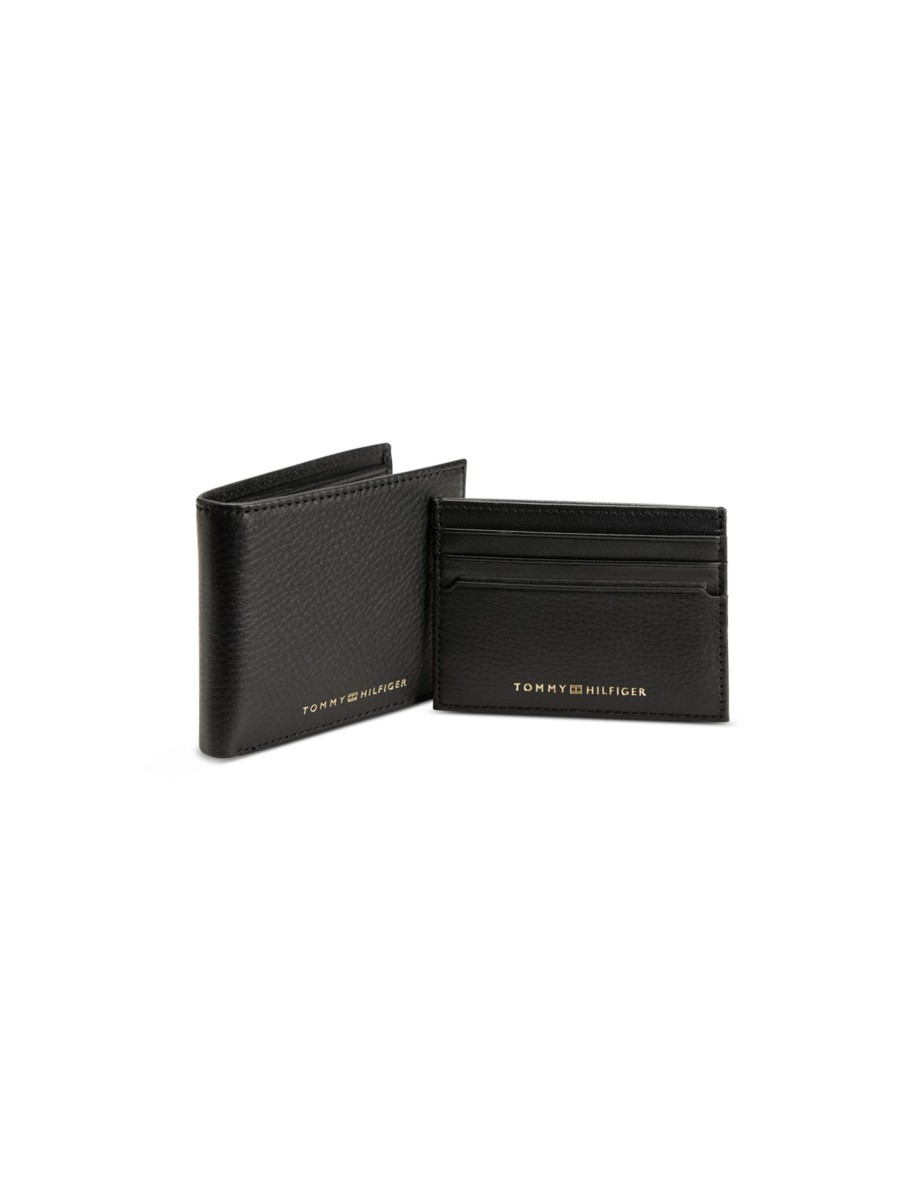 Manner Tommy Hilfiger Taschen & Portemonnaies | Set Mit Portemonnaie Und Kartenhalter Schwarz