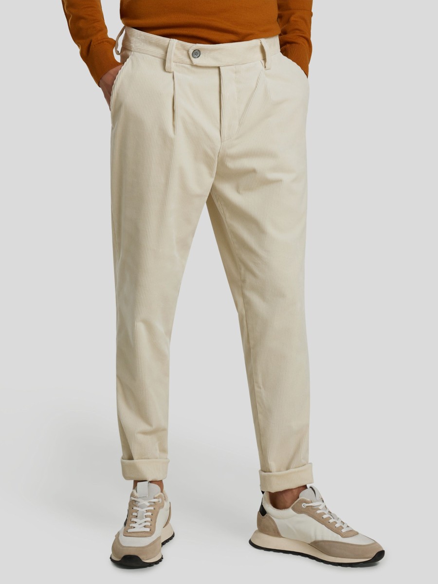 Manner BOSS Men Hosen | Chino Aus Kord Ecru