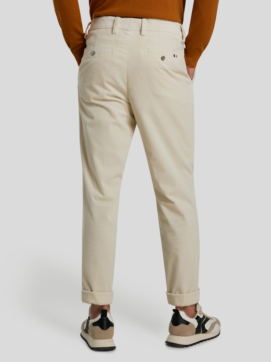 Manner BOSS Men Hosen | Chino Aus Kord Ecru