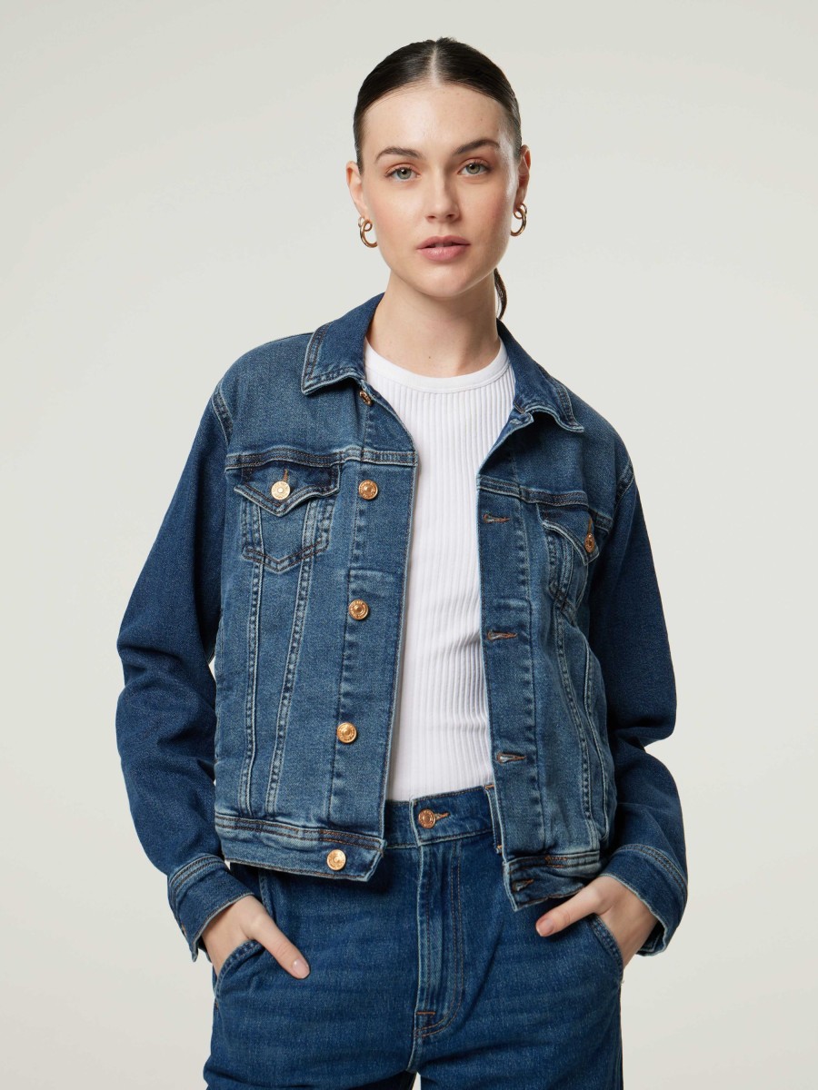 Frauen 7 for all mankind Jacken | Jeansjacke Classic Trucker Dark Denim