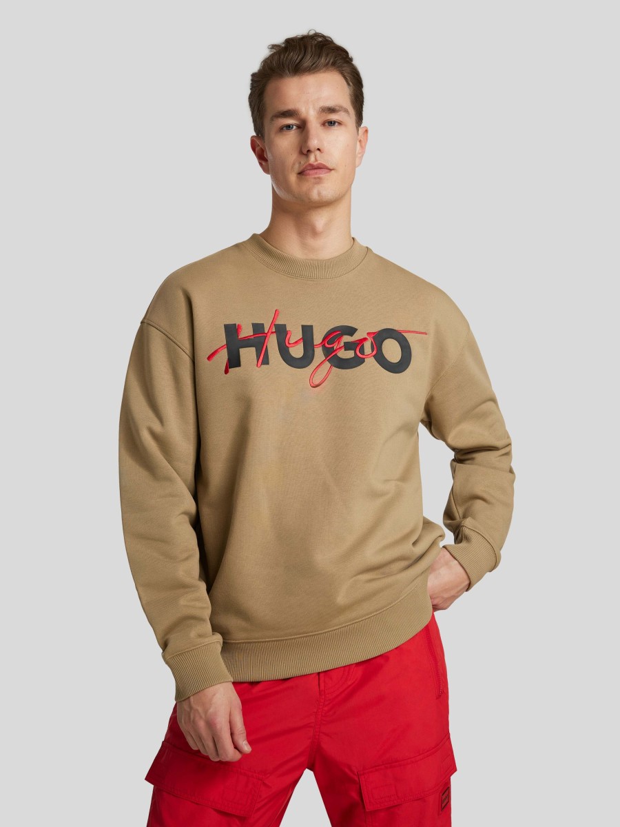 Manner Hugo Sportswear Hoodies & Sweatshirts | Sweatshirt Mit Applikation Camel