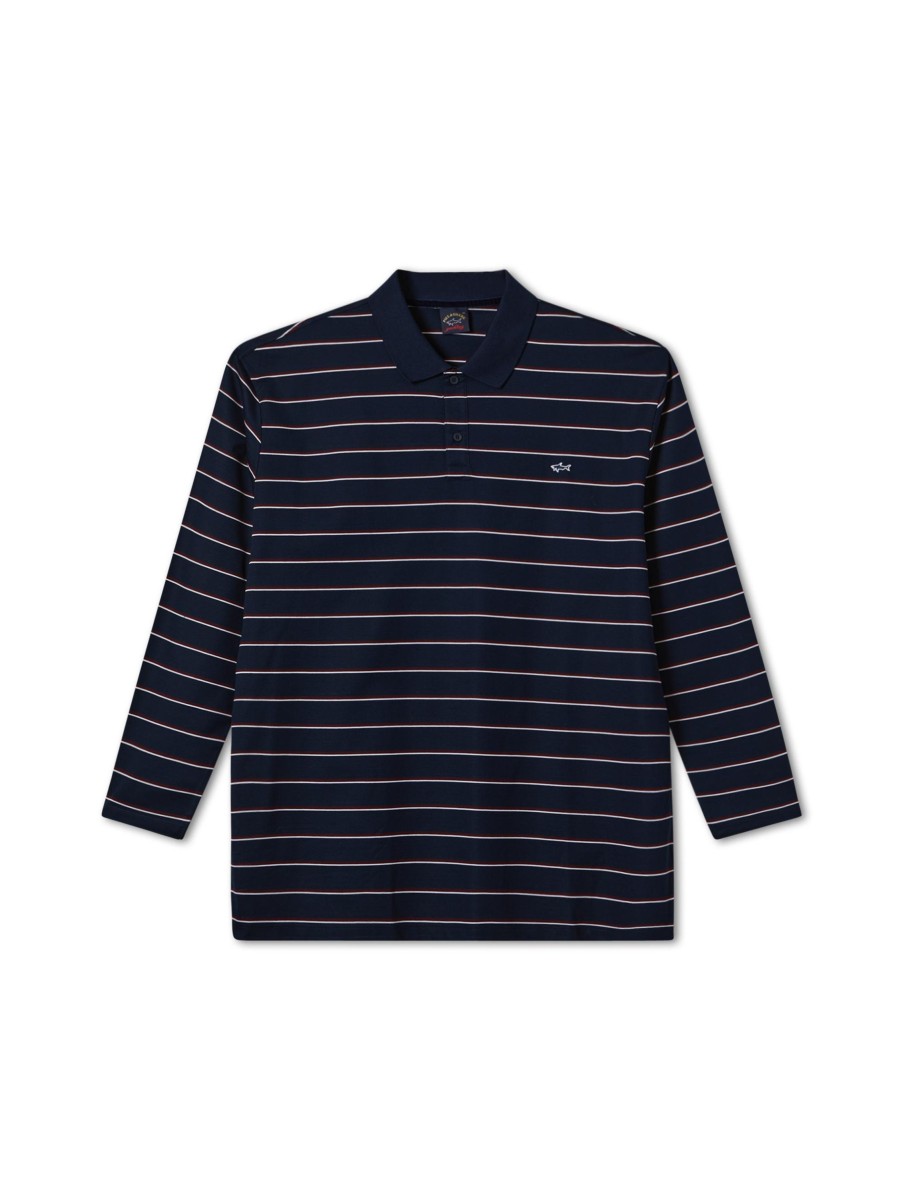 Manner Paul & Shark Grosse Grossen | Polo-Shirt Mit Streifen Mittelblau