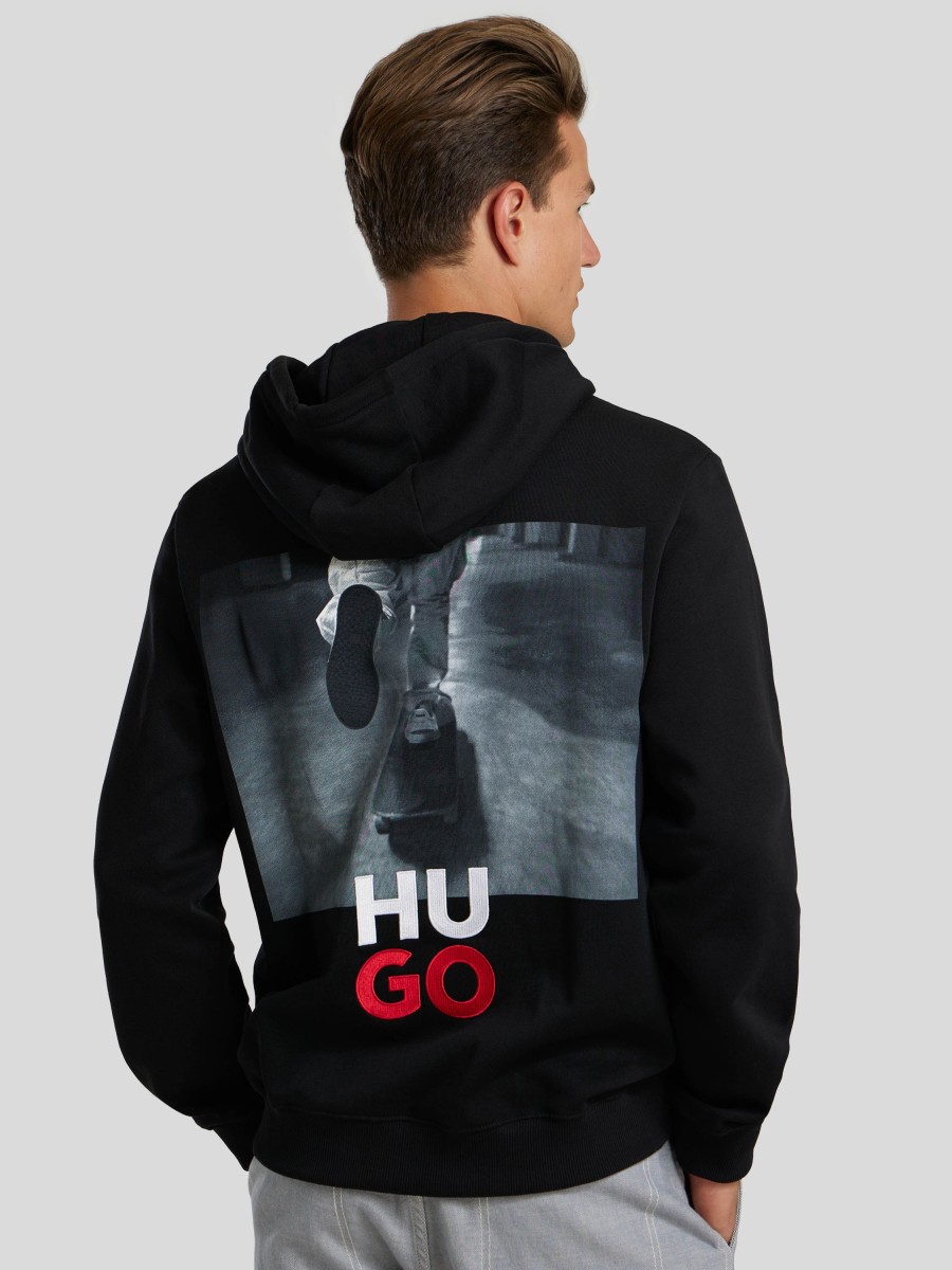 Manner Hugo Sportswear Hoodies & Sweatshirts | Hoodie Mit Skater-Print Schwarz