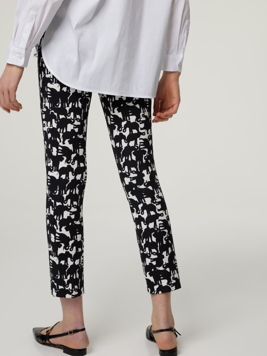 Frauen Marc Cain Hosen | Hose Mit Print Im Slim Fit Sydney Schwarz