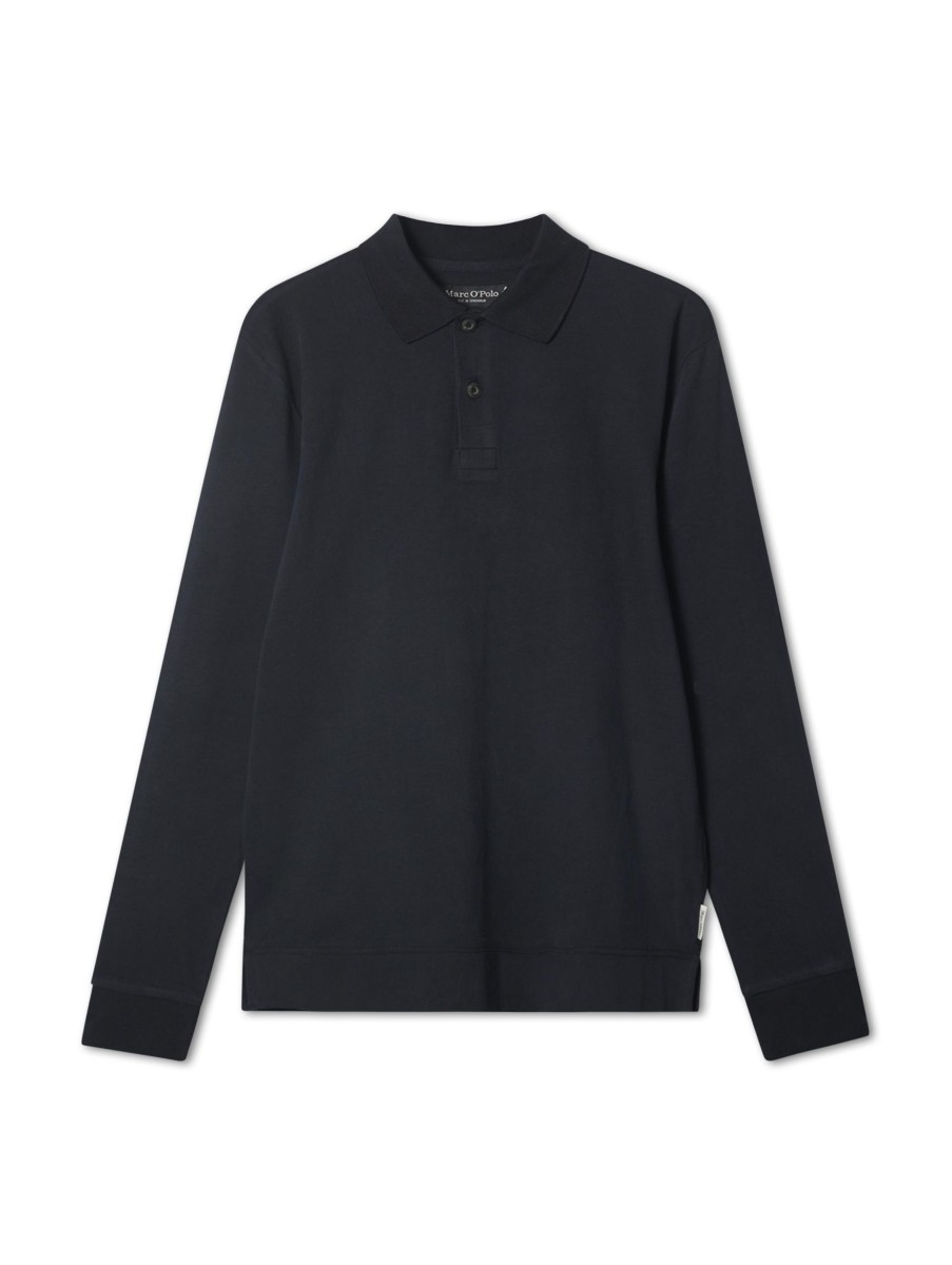 Manner Marc O Polo-Shirts | Langarm Polo-Shirt Marine