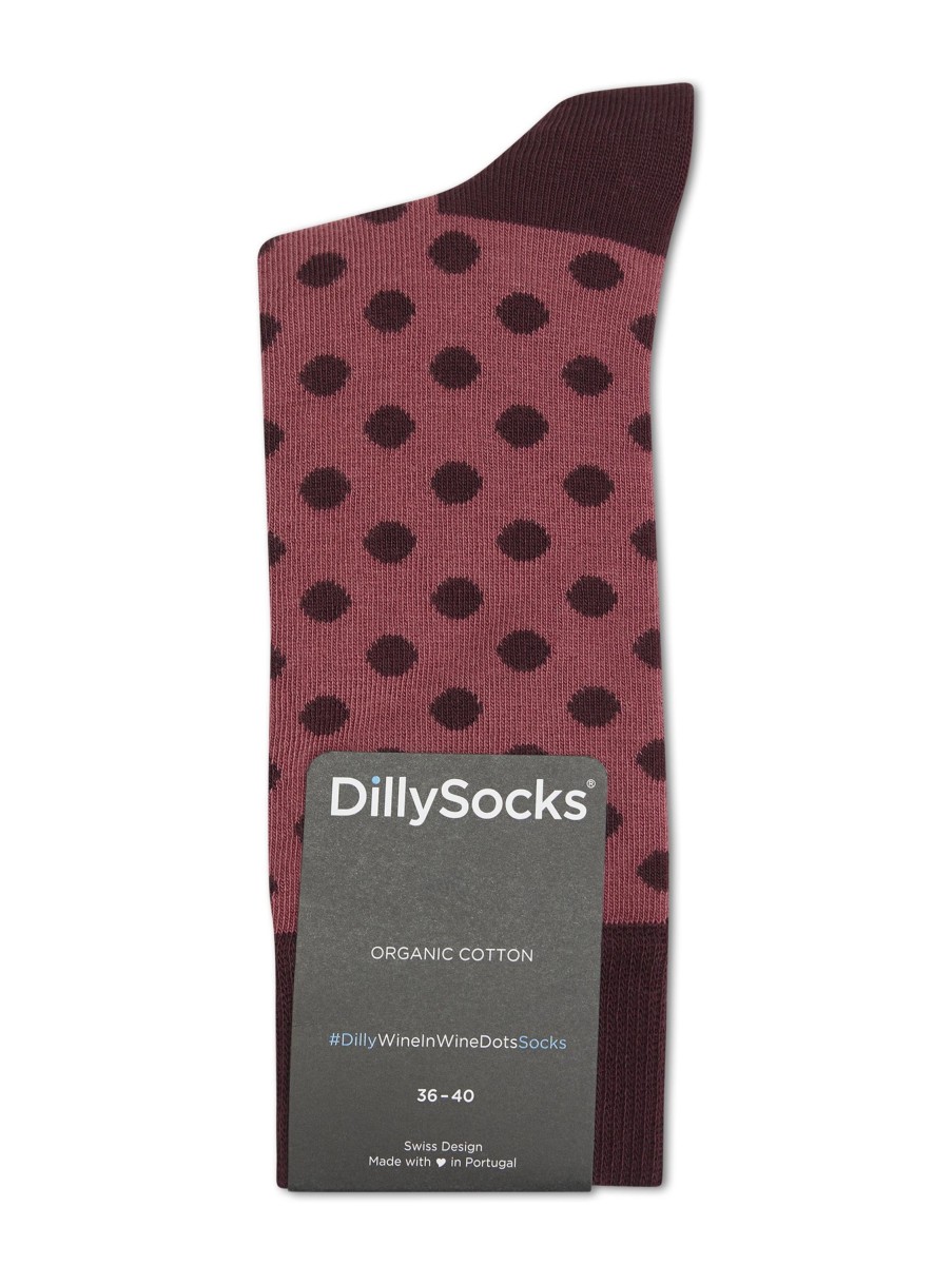 Frauen Dilly Socks Wasche & Loungewear | Socken Wine In Wine Dots Bordeaux